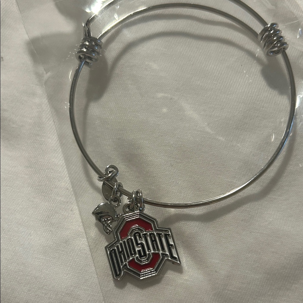 Ohio State Silver Bangle Bracelet.